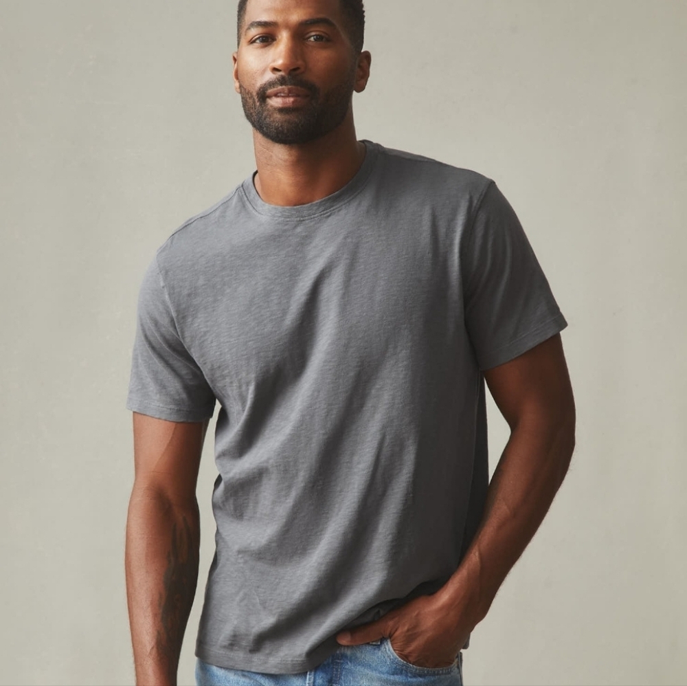 American Giant Premium Short Sleeve Slub T-Shirt Large Men's Gray